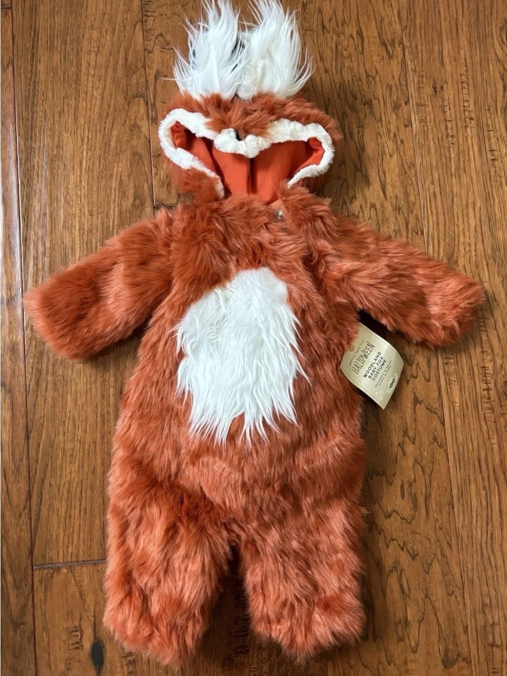 NEW Pottery Barn Kids Plush Fox Costume Rust Orange  White 0-6 MONTHS NWT - Picture 4 of 15